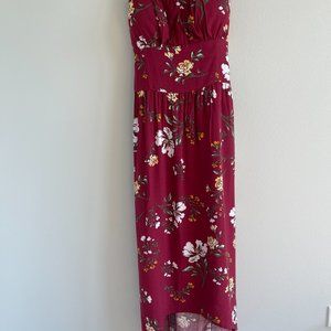 Maroon Floral Dress | MEDIUM (7-9)